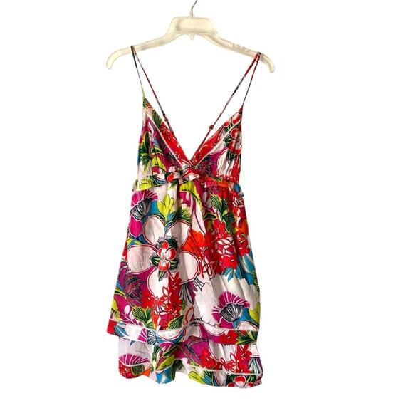 Anthropologie Willow Floral Mini Dress Pink White Red size small Hawaiian Print - Picture 6 of 8